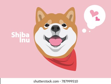 Cute Shiba Dog and His Smile. Cute Shiba Dog and his red scarf in a portrait photo style.