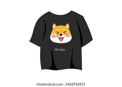 Cute shiba dog illutration head on t shirt design