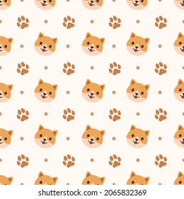 cute shiba dog seamless pattern background