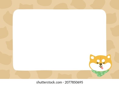 Cute Shiba dog theme empty space template for message, advertising, announcement, information, presentation and decoration. Banner sign. Shiba Inu Frame. Flat vector illustration