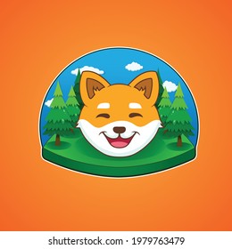 Cute Shiba Dog Vector Cartoon Design