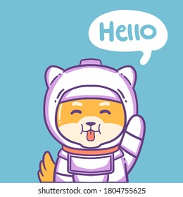 Cute shiba inu astronaut dog illustration