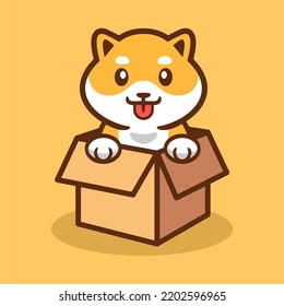 Cute shiba inu en el vector de caja