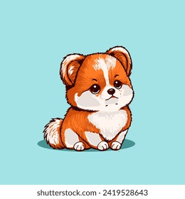 Cute Shiba Inu Cartoon Character of happy and attractive shiba inu dog in vector illustration style