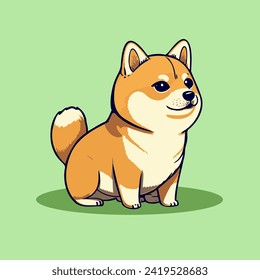 Cute Shiba Inu Cartoon Character of happy and attractive shiba inu dog in vector illustration style