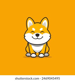 lindo shiba inu personaje de dibujos animados animal pet Ilustración vectorial diseño de Plantilla