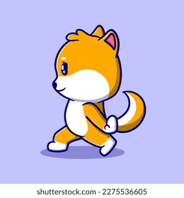 Cute shiba inu cartoon icon illustration. funny character for stickers and business