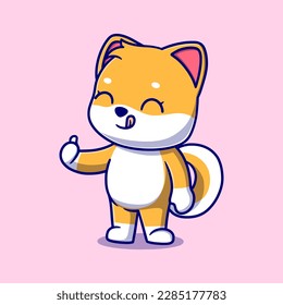 Cute shiba inu cartoon icon illustration. funny gift cartoon. Business icon concept. Flat cartoon style