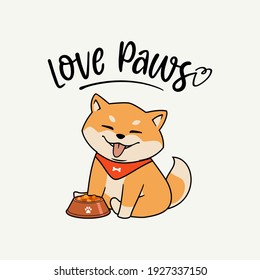 Cute shiba inu cartoon illustration suitable for greeting cards, logo, banner, cover book, postcard