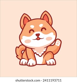 Cute shiba inu cartoon illustration