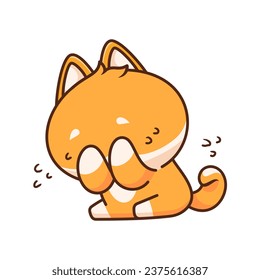 cute shiba inu character Embarrassed pose illustration emotes sticker element collection isolated