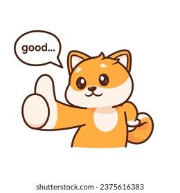 cute shiba inu character good pose illustration emotes sticker element collection isolated