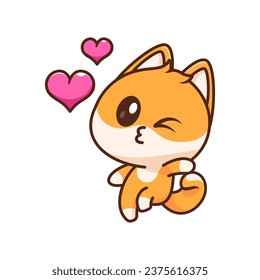 cute shiba inu character love pose illustration emotes sticker element collection isolated