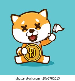 Cute shiba inu design with white flag