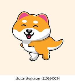 cute shiba inu dinosaur graphic, cartoon vector, vector illustration