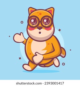 cute shiba inu dog animal character mascot running isolated cartoon in flat style design