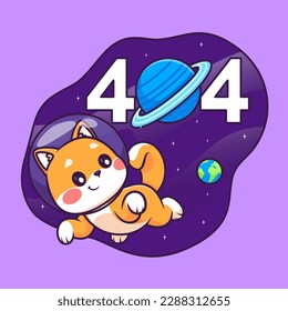 Cute Shiba Inu Dog Astronaut Lost In Space Cartoon Vector Icon Illustration. Animal Technology Icon Concept Isolated Premium Vector. Flat Cartoon Style