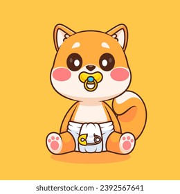 Cute Shiba Inu Dog Baby Wearing pacifier And Diaper Cartoon
Vector Icon Illustration. Animal Nature Icon Concept Isolated
Premium Vector. Flat Cartoon Style