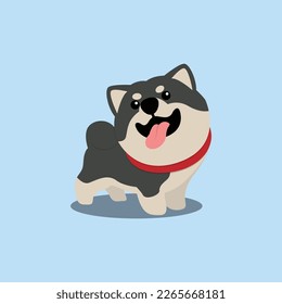 Cute shiba inu dog black and tan, vector illustration