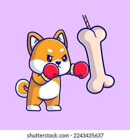 Ilustración del icono del vector de dibujos animados de chiba chiba inu. Vector Premium Aislado De Icono De Deportes Animales. Estilo de dibujo plano