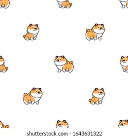 Cute shiba inu Hundecartoon nahtlose Muster, Vektorillustration Illustration