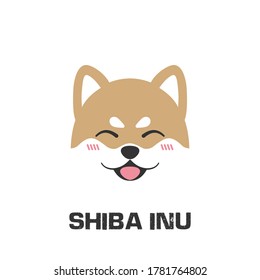 Cute shiba inu Hund Cartoon Symbol, Vektorgrafik einzeln auf weißem Hintergrund.