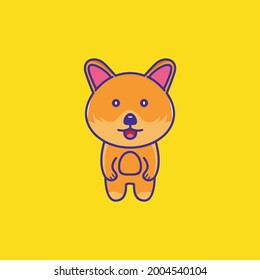 Cute Shiba Inu  Dog cartoon logo design