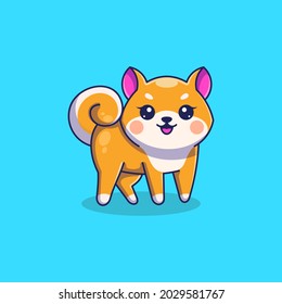 Cute shiba inu dog cartoon design