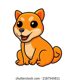 Cute shiba inu dog cartoon sitting