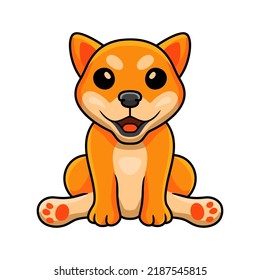 Cute shiba inu dog cartoon sitting