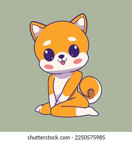 Cute Shiba Inu Dog  Cartoon Vector Icon Illustration. Animal Technology Icon Concept Isolated Premium Vector. Flat Cartoon Style