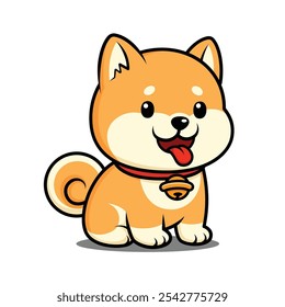 Cute Shiba Inu Dog Cartoon Character Sitting