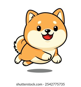 Cute Shiba Inu Dog Cartoon Character Jumping