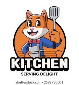 Cute Shiba Inu Dog Chef Mascot Cartoon Character Illustration