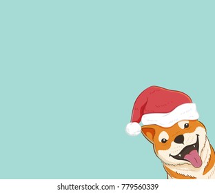 Cute shiba inu Hund mit Weihnachtsmütze