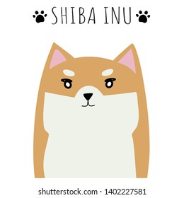 Cute Shiba Inu dog colorful cartoon illustration flat vector graphic design.