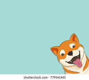 Cute shiba inu dog with copy space