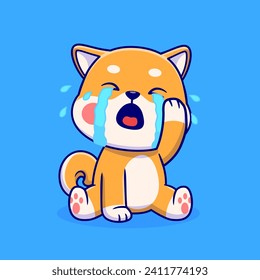 Cute Shiba Inu Dog Crying Cartoon Vector Icon Illustration.
Animal Nature Icon Concept Isolated Premium Vector. Flat
Cartoon Style svg