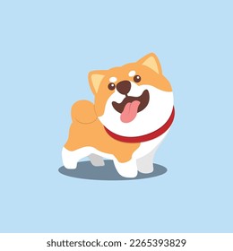 Cute shiba inu dog flat design, vector illustration