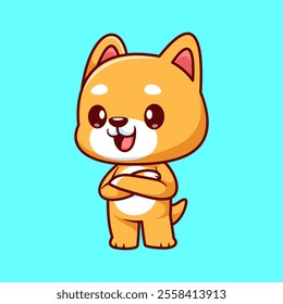 Cute Shiba Inu Dog Folding Hand Cartoon Vector Icon 
Illustration. Animal Nature Icon Concept Isolated Premium 
Vector. Flat Cartoon Style