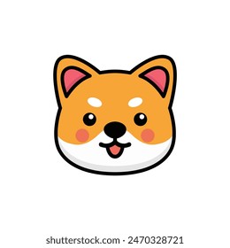 lindo shiba inu cabeza de perro animal de compañía logotipo de Plantilla de Ilustración vectorial diseño