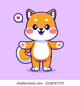 Cute Shiba Inu Dog Hug Cartoon Vector Icon Illustration. Animal Nature Icon Concept Isolated Premium Vector. Flat Cartoon Style