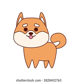 Cute Shiba Inu dog isolated on white background. Flat design for card or t-shirt. Vector illustration