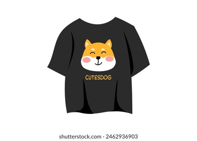 Lindo Shiba Inu perro japonés traje de dibujos animados en el diseño de la camiseta