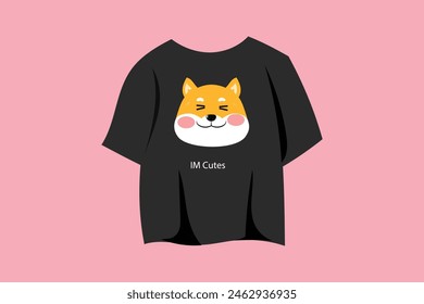 Lindo Shiba Inu perro japonés traje de dibujos animados en el diseño de la camiseta