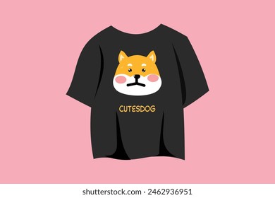 Lindo Shiba Inu perro japonés traje de dibujos animados en el diseño de la camiseta