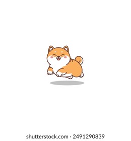 Lindo shiba inu perro saltando dibujos animados, Ilustración vectorial