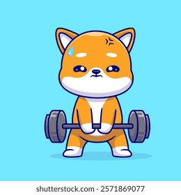 Cute Shiba Inu Dog Lifting Barbell Cartoon Vector Icon 
Illustration. Animal Sport Icon Concept Isolated Premium 
Vector. Flat Cartoon Style 