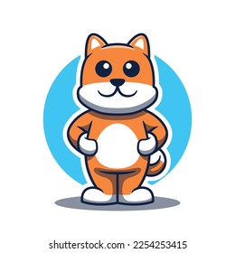 Cute shiba inu dog mascot design cartoon character. Logo mascot.