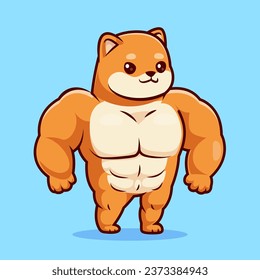 Cute Shiba Inu Dog Muscular Cartoon Vector Icon Illustration.
Animal Nature Icon Concept Isolated Premium Vector. Flat
Cartoon Style